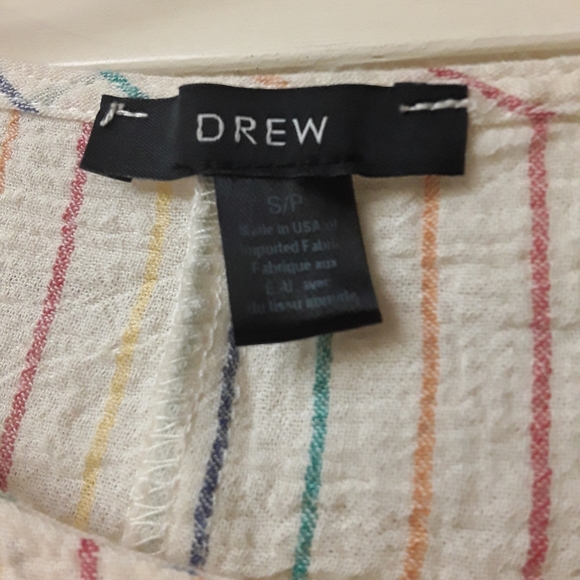 Rainbow flutter crop stripe boho top Anthro Drew P - Picture 3 of 4